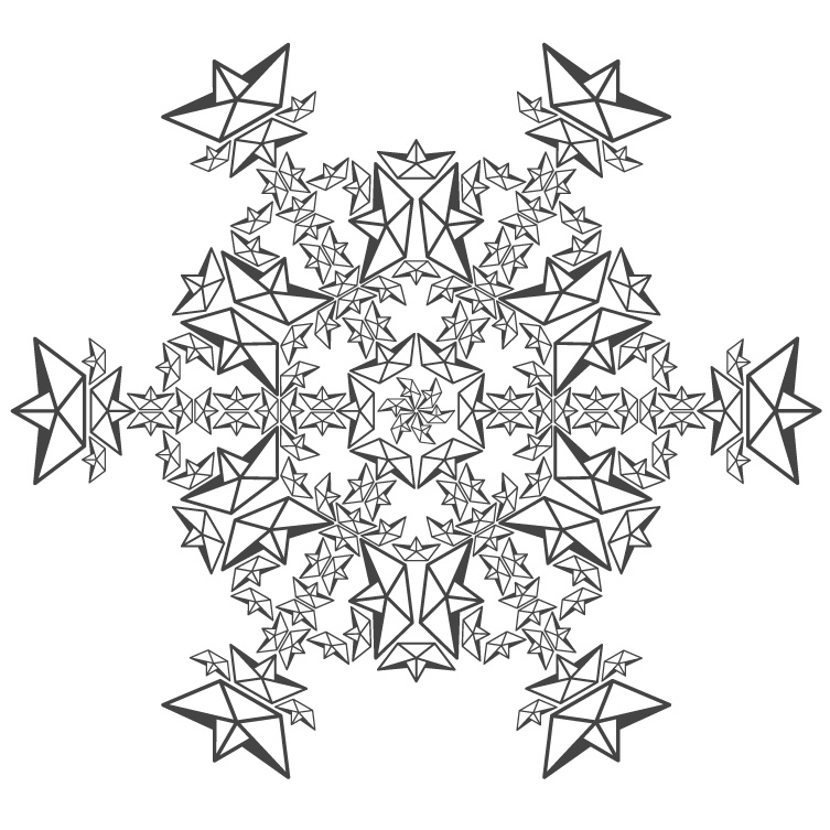 Tidal Wave Boat Snowflake Vector Illustration