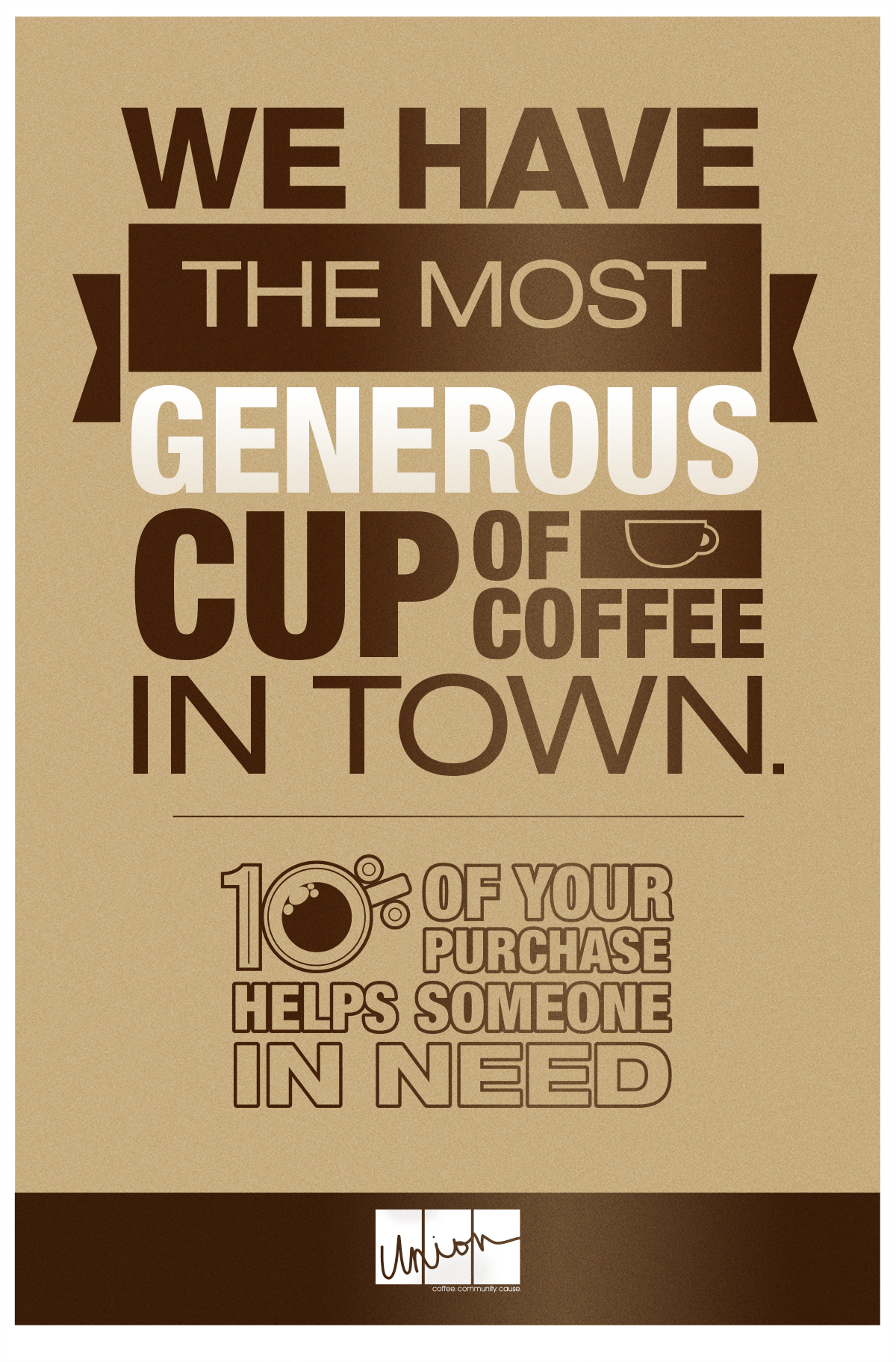 Union Coffee Poster for Child Literacy - Generous Cup by Tidal Wave Marketing